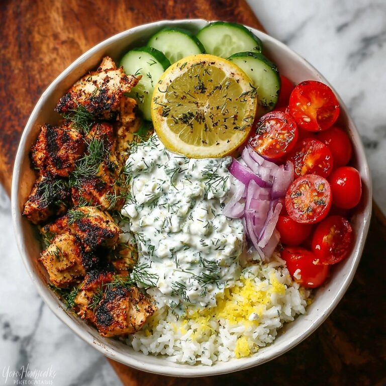 Greek Chicken Gyro Bowls with Dill Lemon Garlic Sauce Recipe