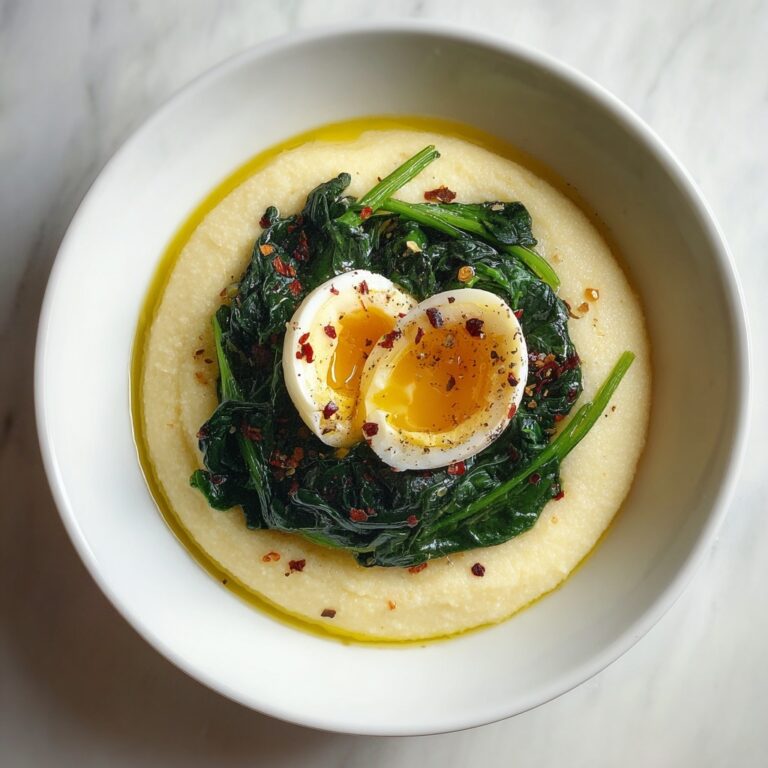 Savory Semolina Porridge with Ghee, Spinach, and Soft-Boiled Eggs Recipe