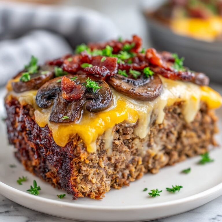 Bacon Mushroom Swiss Meatloaf Recipe