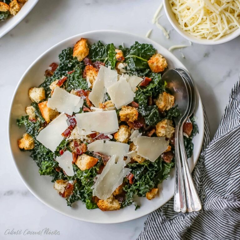 Kale Caesar Salad with Bacon Croutons and Parmesan Recipe