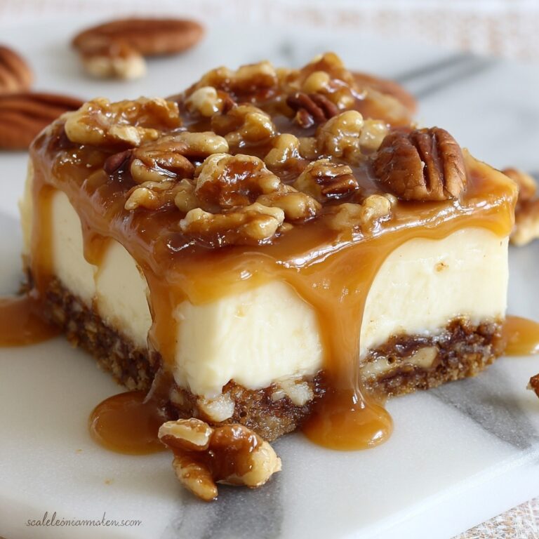 Caramel Pecan Turtle Cheesecake Bars Recipe