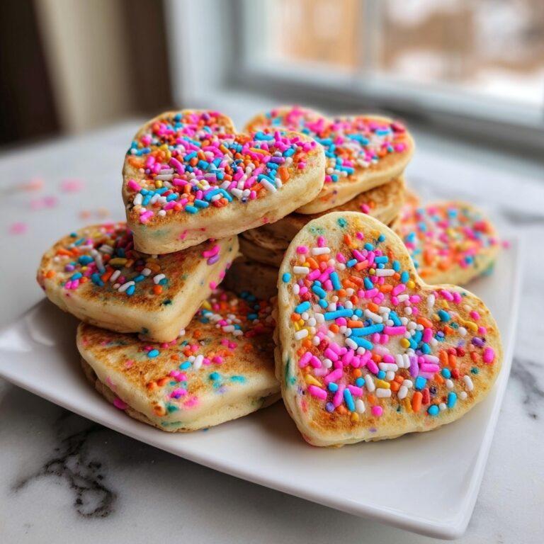 Rainbow Sprinkle Heart Pancakes Recipe