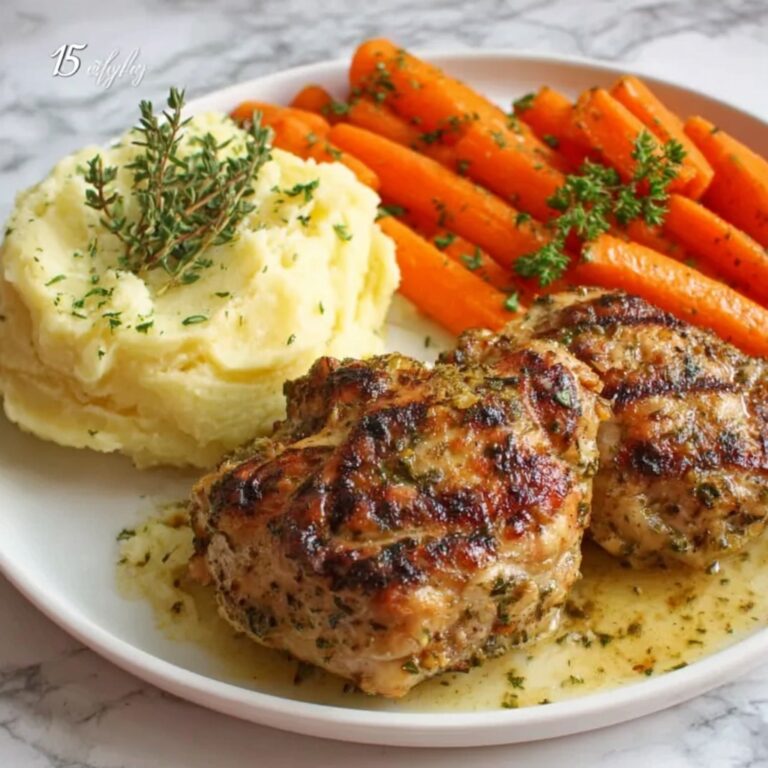 Garlic Herb Chicken with Mashed Potatoes and Glazed Carrots Recipe