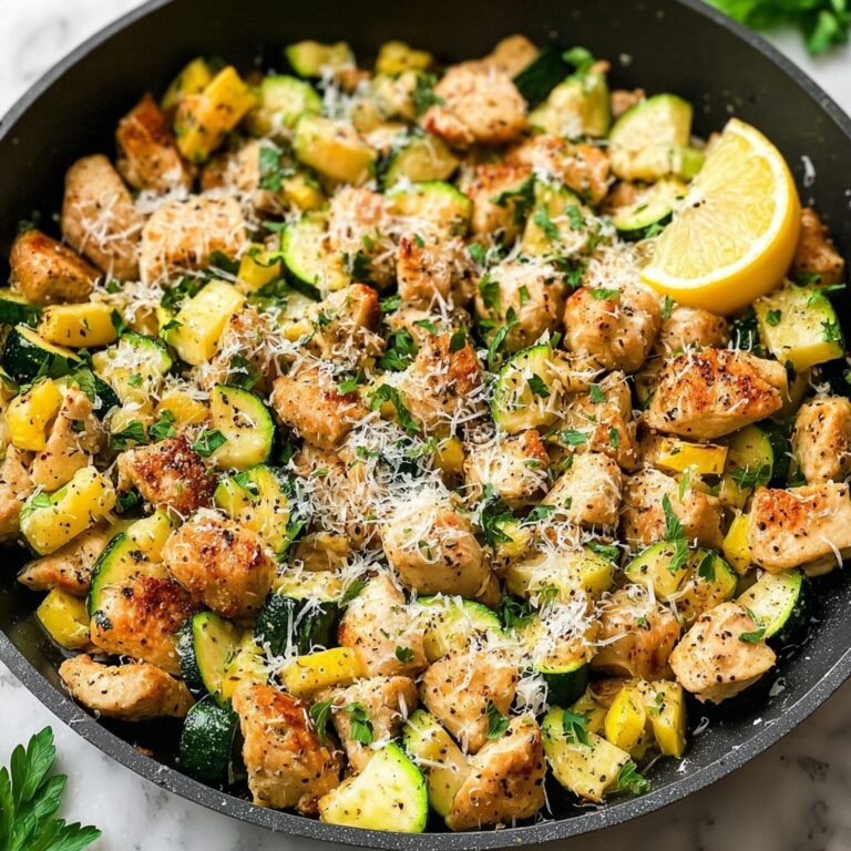 Skillet Lemon Parmesan Chicken with Zucchini and Squash Recipe