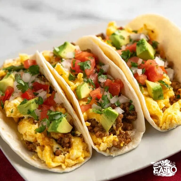 Breakfast Tacos with Scrambled Eggs, Sausage, and Fresh Toppings Recipe