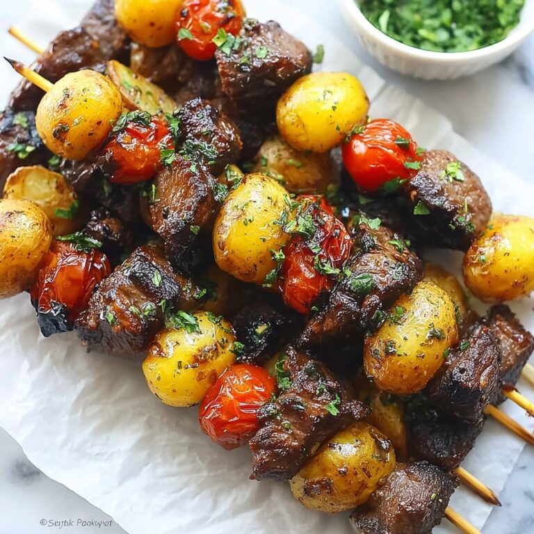 Rosemary Garlic Steak Kebabs Recipe